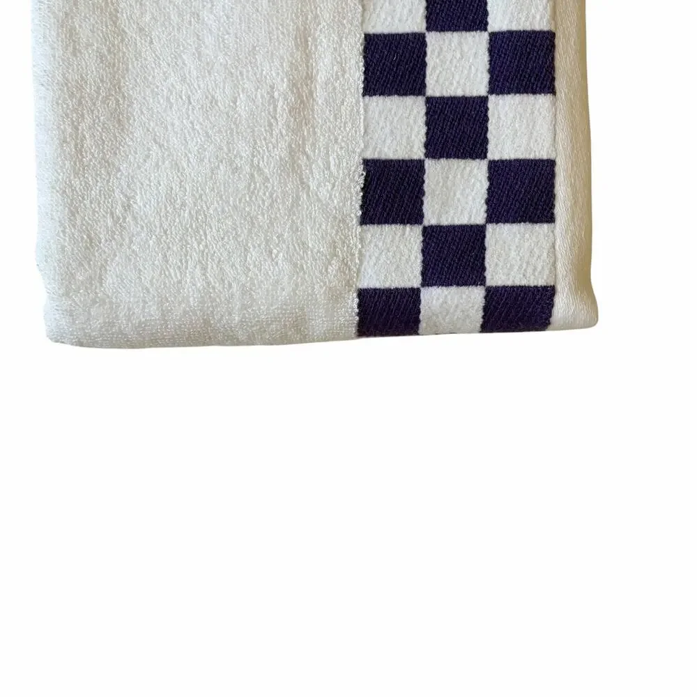 NEW Mackenzie-Childs Cotton Hand Towel with Violet Check Border 19x30